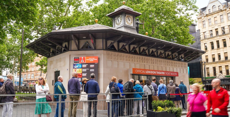 Photo of the Official London Theatre Ticket Booth in Leicester Square.